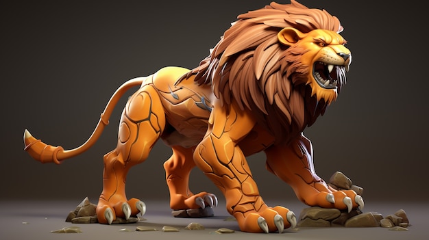 Gratis foto weergave van 3d-woest uitziende leeuw