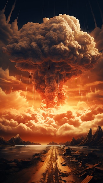 Weergave van apocalyptische kernbomexplosiepaddestoel