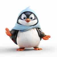 Gratis foto weergave van cartoon geanimeerde 3d-pinguïn