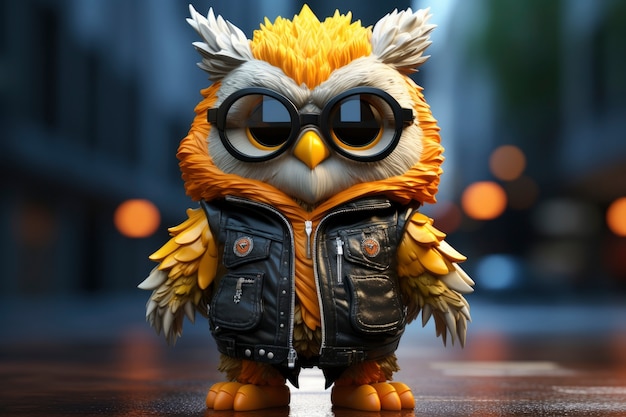 Weergave van driedimensionale cartoon geanimeerde vogel