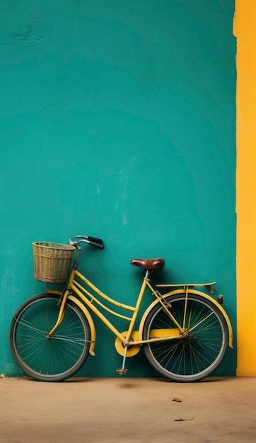 Gratis foto weergave van eenvoudige fiets tegen de muur