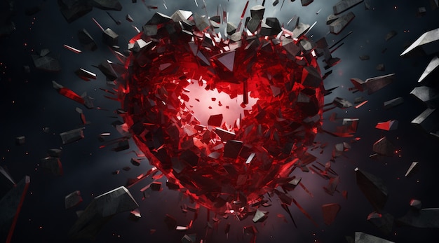 Weergave van gebroken hart gemaakt van edelsteen of kristal
