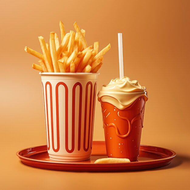 Weergave van grafische 3D-fastfood