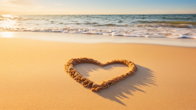 Gratis foto weergave van hartvorm getekend in strandzand