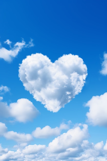 Gratis foto weergave van hartvorm met wolken