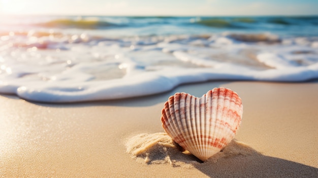 Weergave van hartvorm van shell op strand