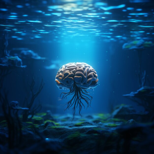 Weergave van hersenen onder water