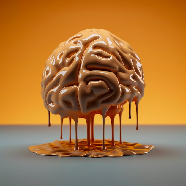 Gratis foto weergave van het menselijk brein met vloeistofdruppeleffect