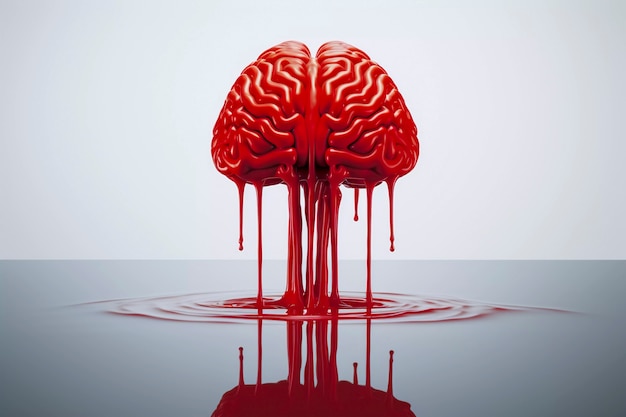 Gratis foto weergave van het menselijk brein met vloeistofdruppeleffect