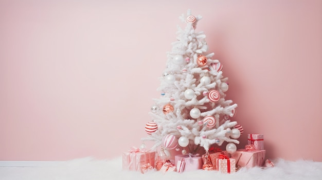 Weergave van kerstboom versierd met ornamenten