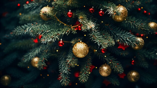 Weergave van kerstboom versierd met ornamenten