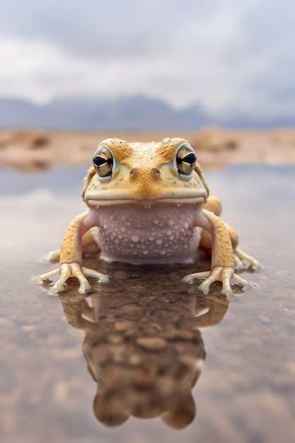 Weergave van kikker in de natuur