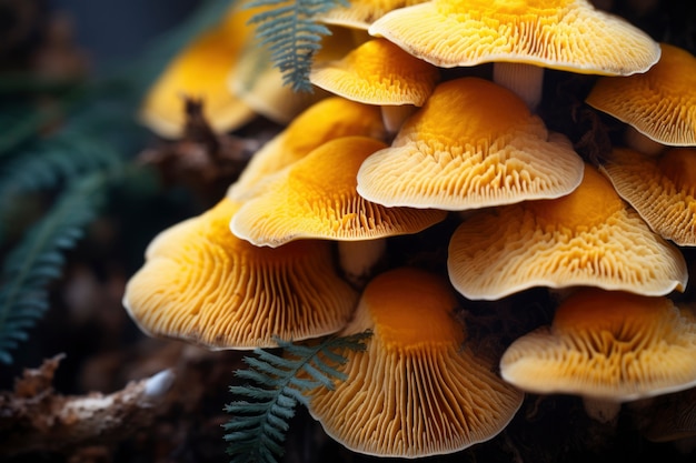 Weergave van paddenstoelen die in het bos groeien