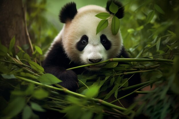 Weergave van pandabeer in de natuur