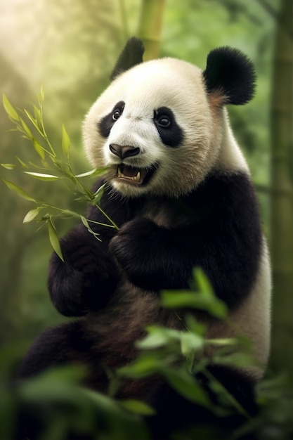 Weergave van pandabeer in de natuur