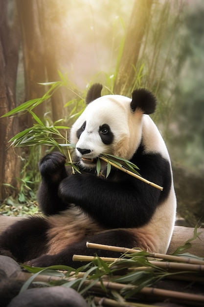 Weergave van pandabeer in de natuur