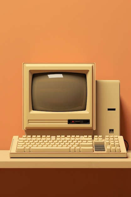 Gratis foto weergave van retro uitziende computerwerkstation