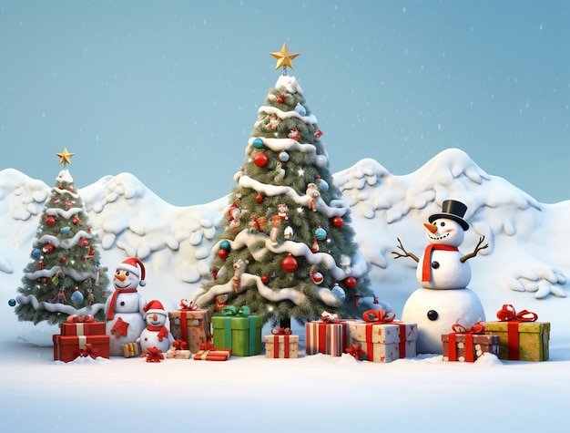 Weergave van sneeuwmannen voor kerstvieringen