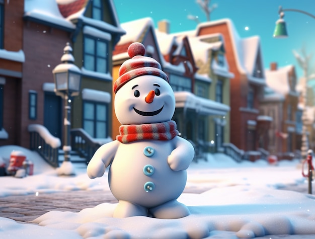Gratis foto weergave van sneeuwpop voor kerstvieringen