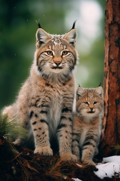 Weergave van wilde bobcat in de natuur