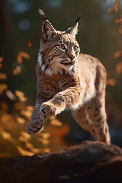 Weergave van wilde lynx in de natuur