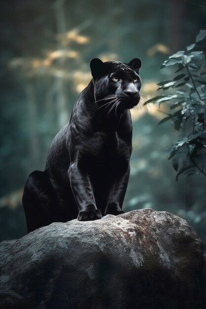 Weergave van zwarte panter in het wild