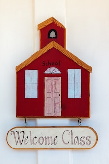 Welkomstbord in het schoolhouse museum in sacramento, californië, vs Premium Foto