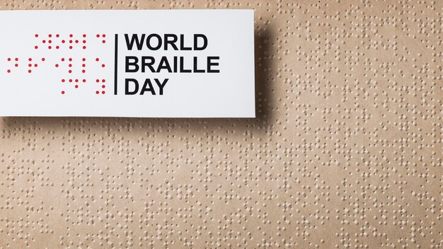 Wereld braille dag arrangement plat leggen