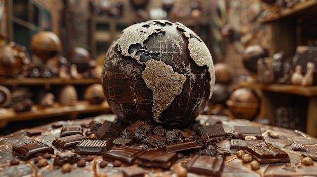 Wereldbal voor de viering van de chocoladedag