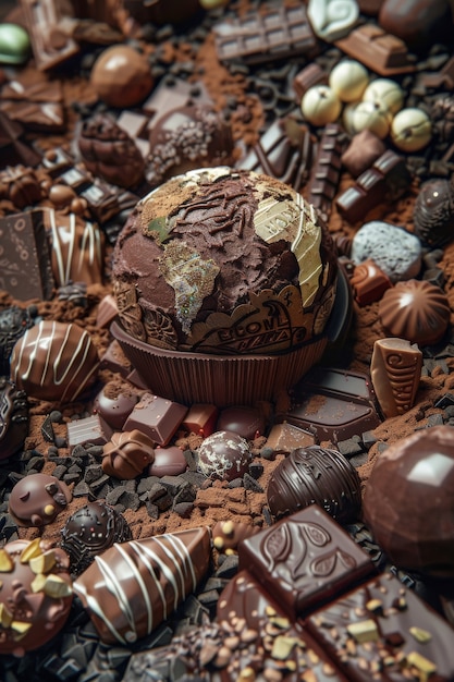 Gratis foto wereldbal voor de viering van de chocoladedag