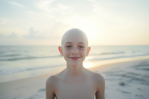 Wereldkankerdagbewustzijn met klein kind