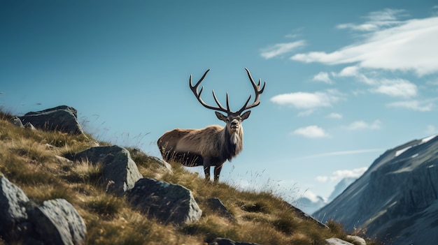 Gratis foto wild elandendier met prachtig natuurlandschap