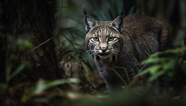 Gratis foto wildcat schoonheid in de natuur gevaar op de loer tijger stalking prooi gegenereerd door ai