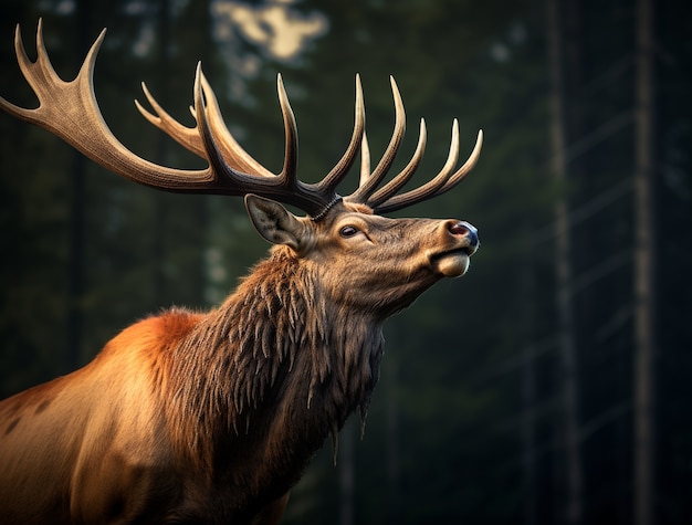 Gratis foto wilde elanden buiten met natuurlandschap