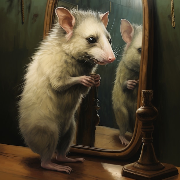 Gratis foto wilde opossum stripfiguur