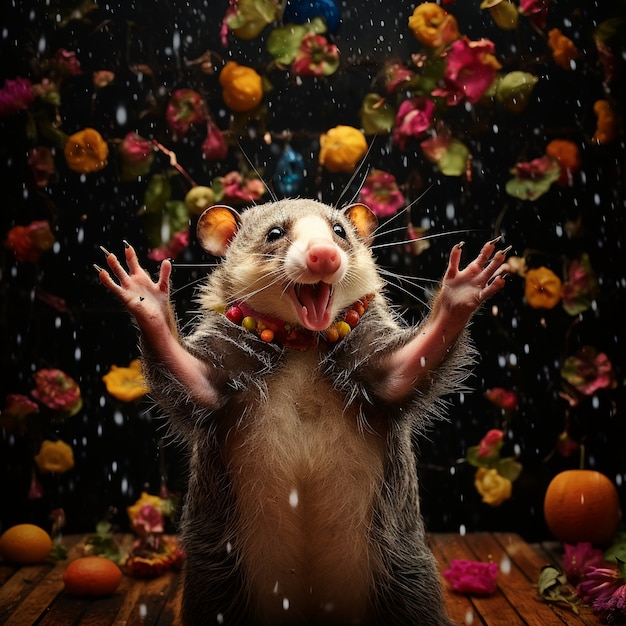 Gratis foto wilde opossum stripfiguur