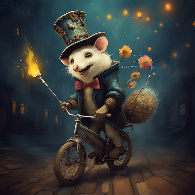 Gratis foto wilde opossum stripfiguur