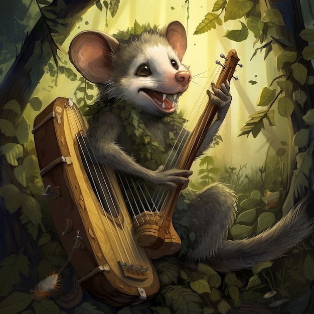 Gratis foto wilde opossum stripfiguur