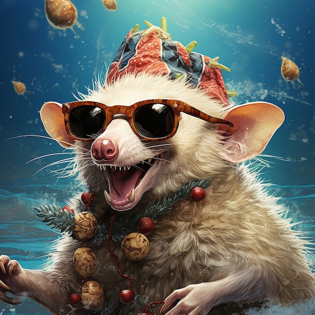 Gratis foto wilde opossum stripfiguur