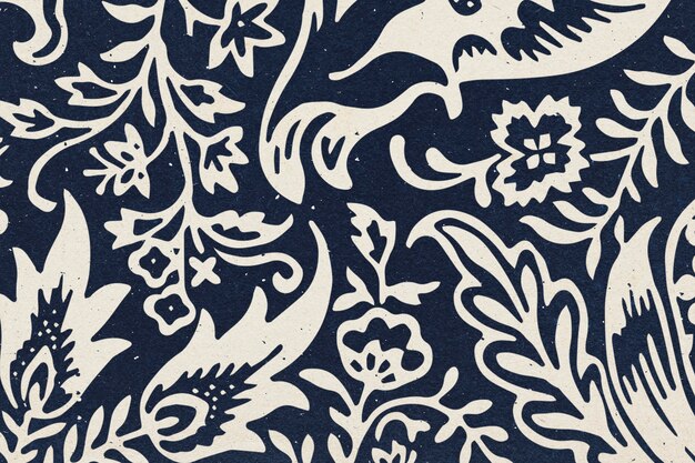 William Morris bloemen achtergrond indigo botanische patroon remix illustratie