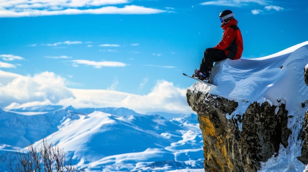 Gratis foto winter scene with people snowboarding