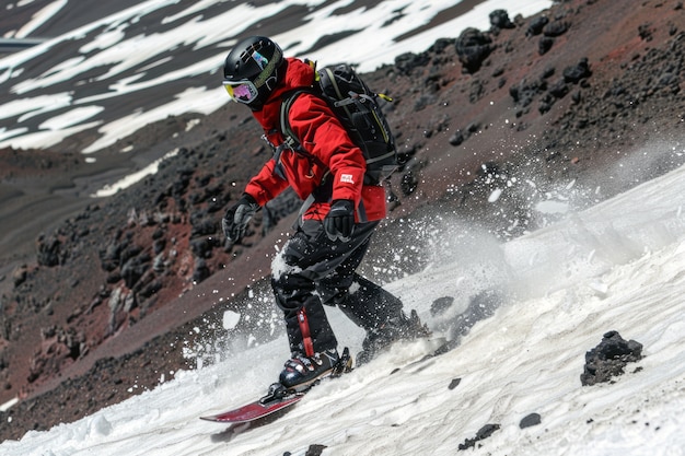 Winterse scène met mensen die snowboarden