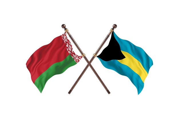 Wit-rusland versus de bahama's twee landen vlaggen achtergrond