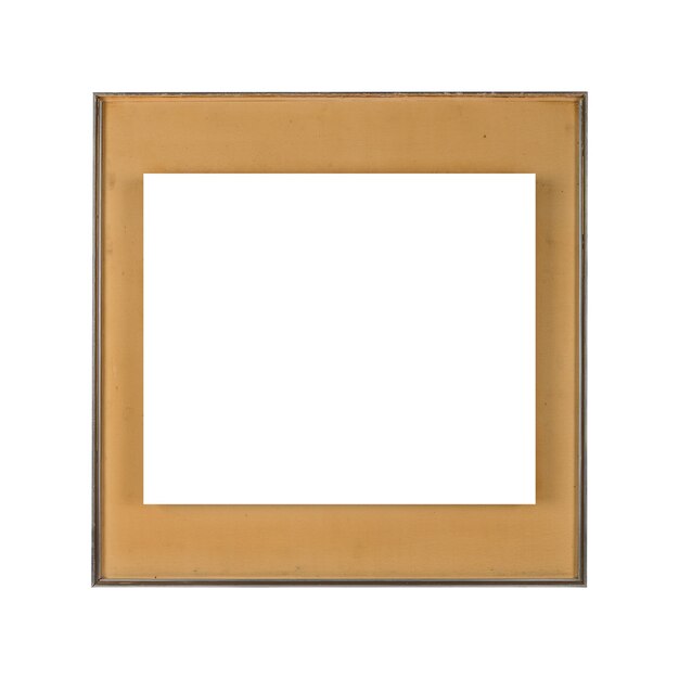 Wit vierkant tegen een bruin frame geïsoleerd op een witte achtergrond