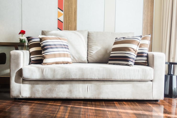 Gratis Foto witte bank met kussens