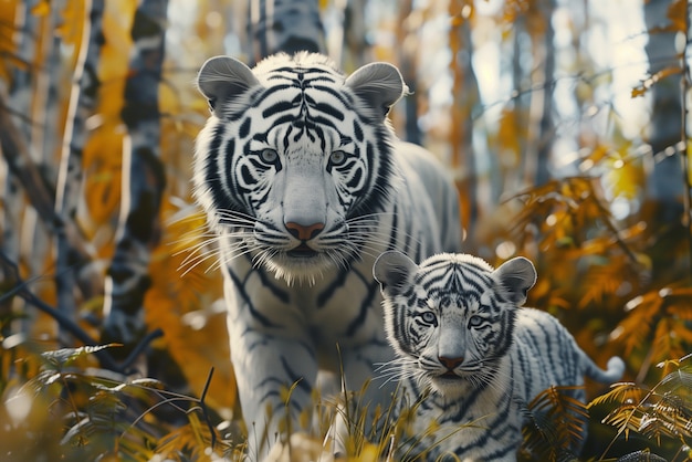 Gratis foto witte bengaalse tijger in de natuur