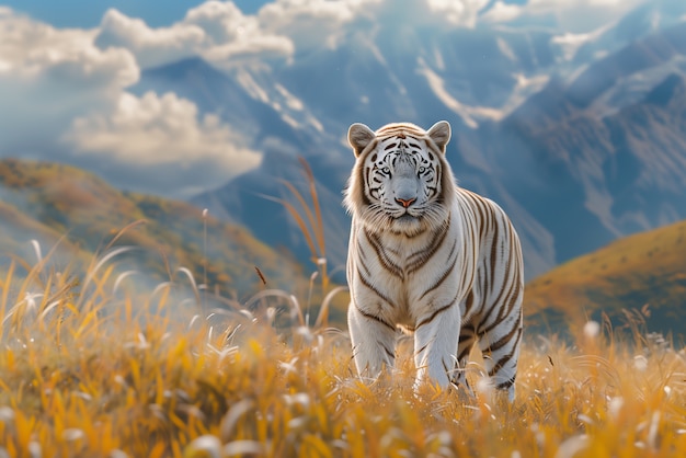 Gratis foto witte bengaalse tijger in de natuur