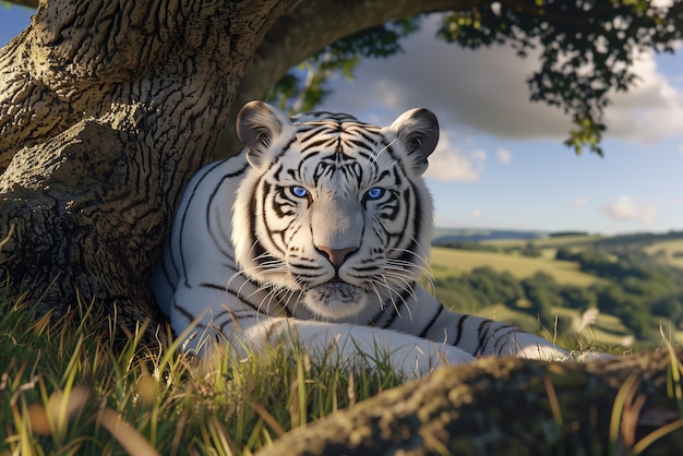 Gratis foto witte bengaalse tijger in de wildernis