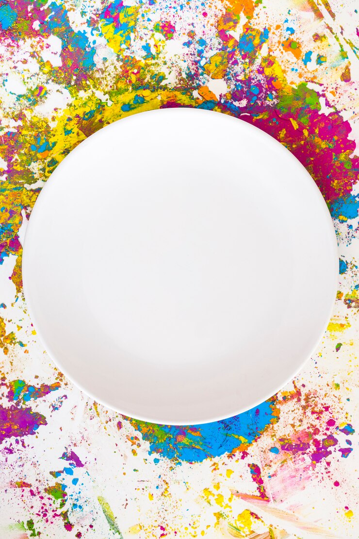 Gratis Foto witte cirkel op vervaagt van verschillende heldere droge kleuren