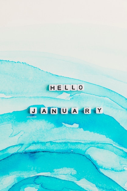 Gratis foto witte hello januari kralen woord typografie